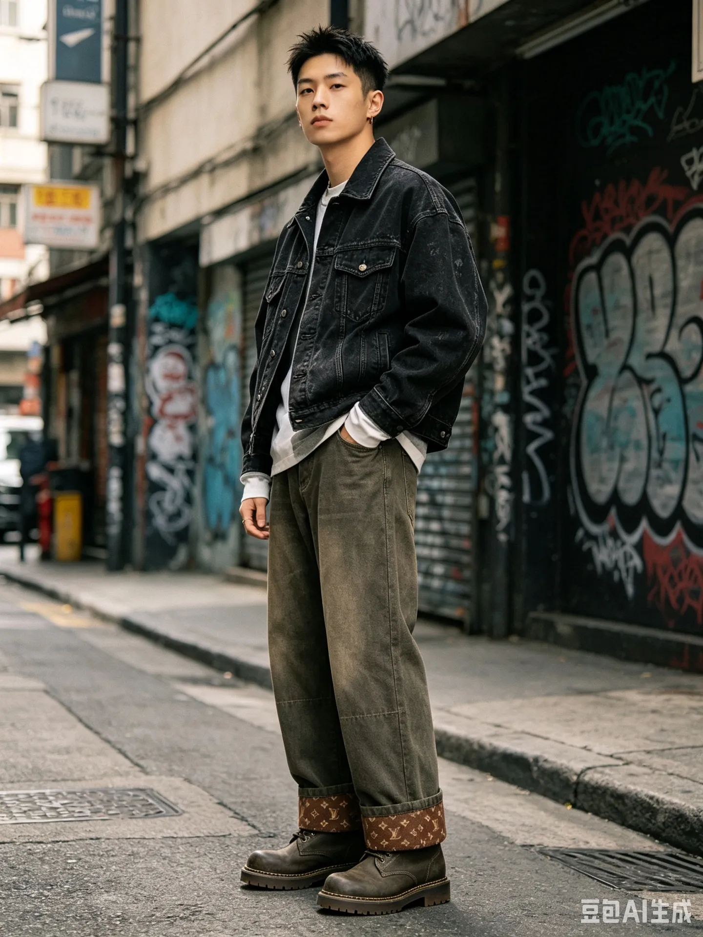 Louis Vuitton/Louis Vuitton trousers turn-down presbyopic jeans